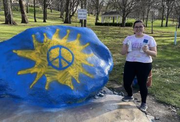 Maftuna at the Rock on campus
