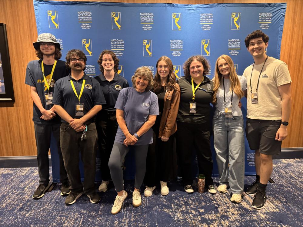 The group of KSU students who helped the broadcast of the 7th Annual Central Great Lakes Emmy Awards show.