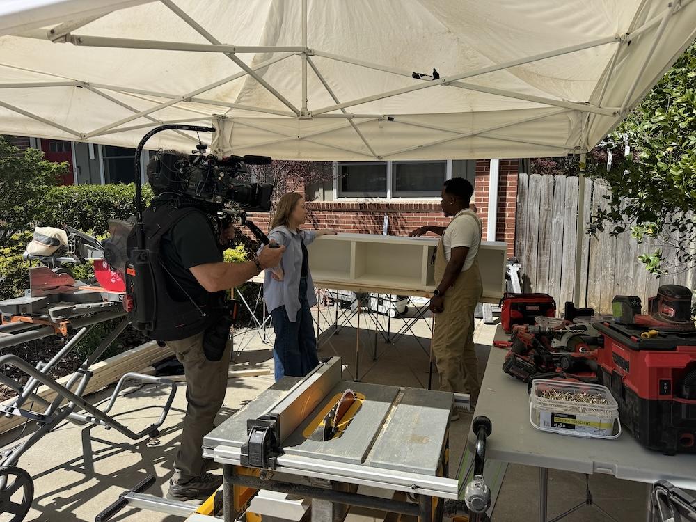 2019 PR Graduate Maddie Scalzi filming HGTV pilot with carpenter