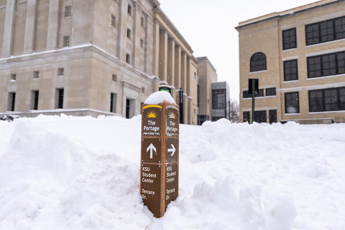 Heavy snow covers Kent Campus Jan. 26, 2026