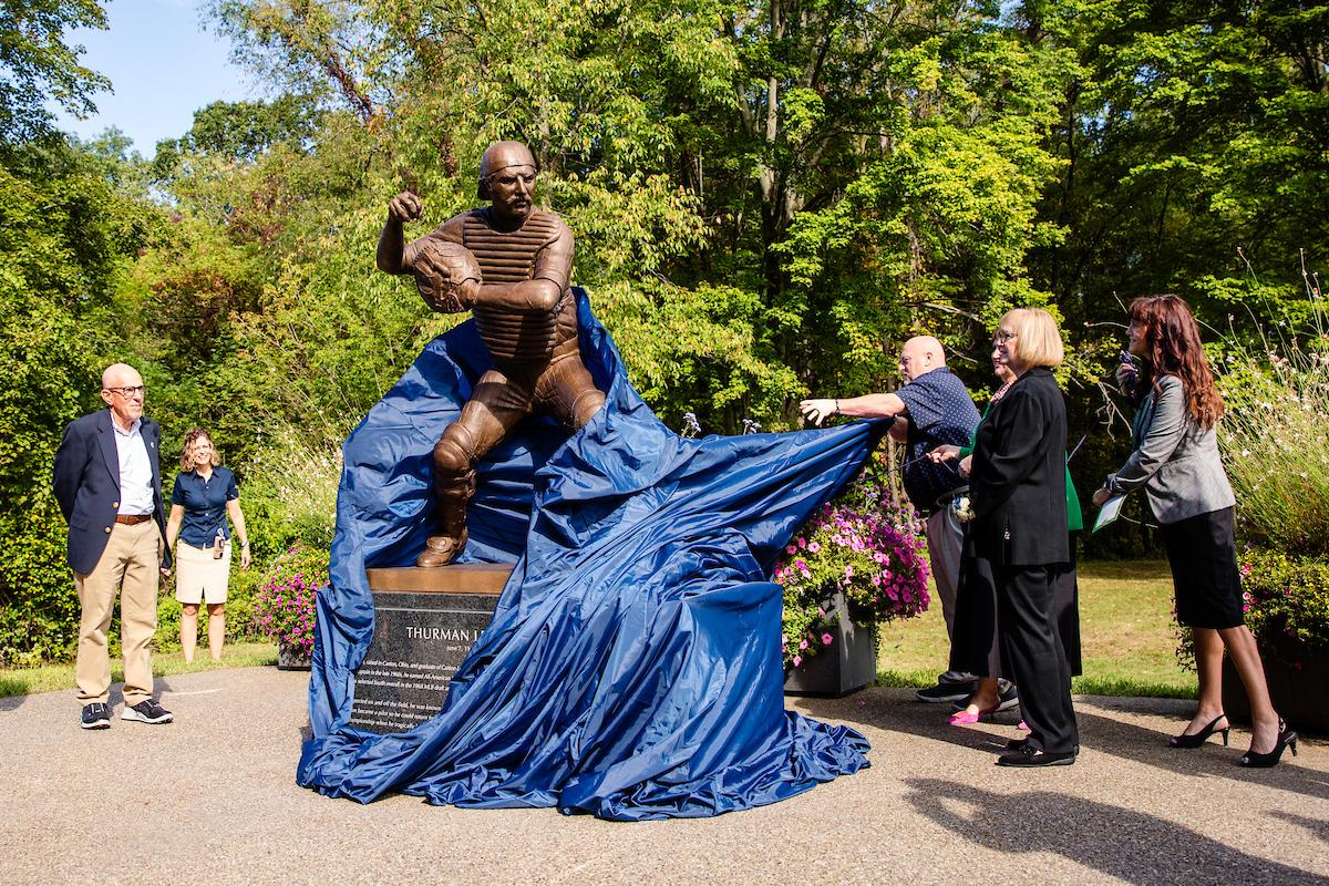 Unveiling the Thurman Munson statue. 