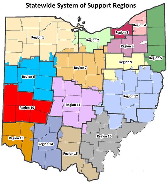 Ohio Longitudinal Transition Study State map of Ohio's 16 districts