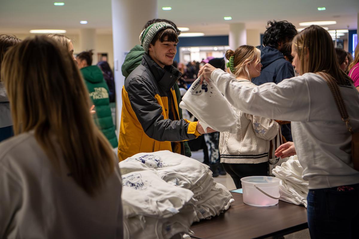 T-shirt giveaway at WinterBlast 2025.