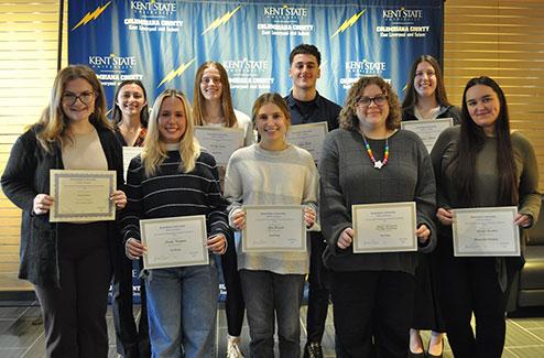 Winners for oral presentations at the 2025 Undergraduate Research Conference were (front, from left) Raegan Surmaceviz, Brooke Thompson, Ava Banach, Skyy Visnosky, Nevaeh Hamilton; (back, from left) Amber Crawford, Mandy Cardinal, Dylan Beebe and Payton Roberts.