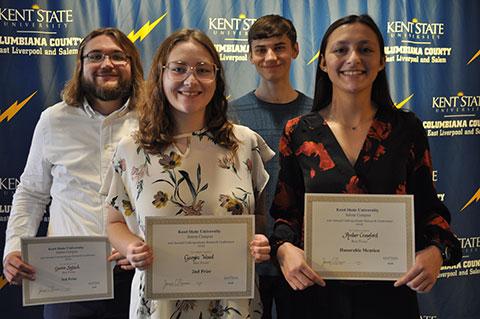 Winners for the 2025 Undergraduate Research Conference poster presentations were (from left) Gavin Sefsick, Georgia Wood, Logan Ivan and Amber Crawford.