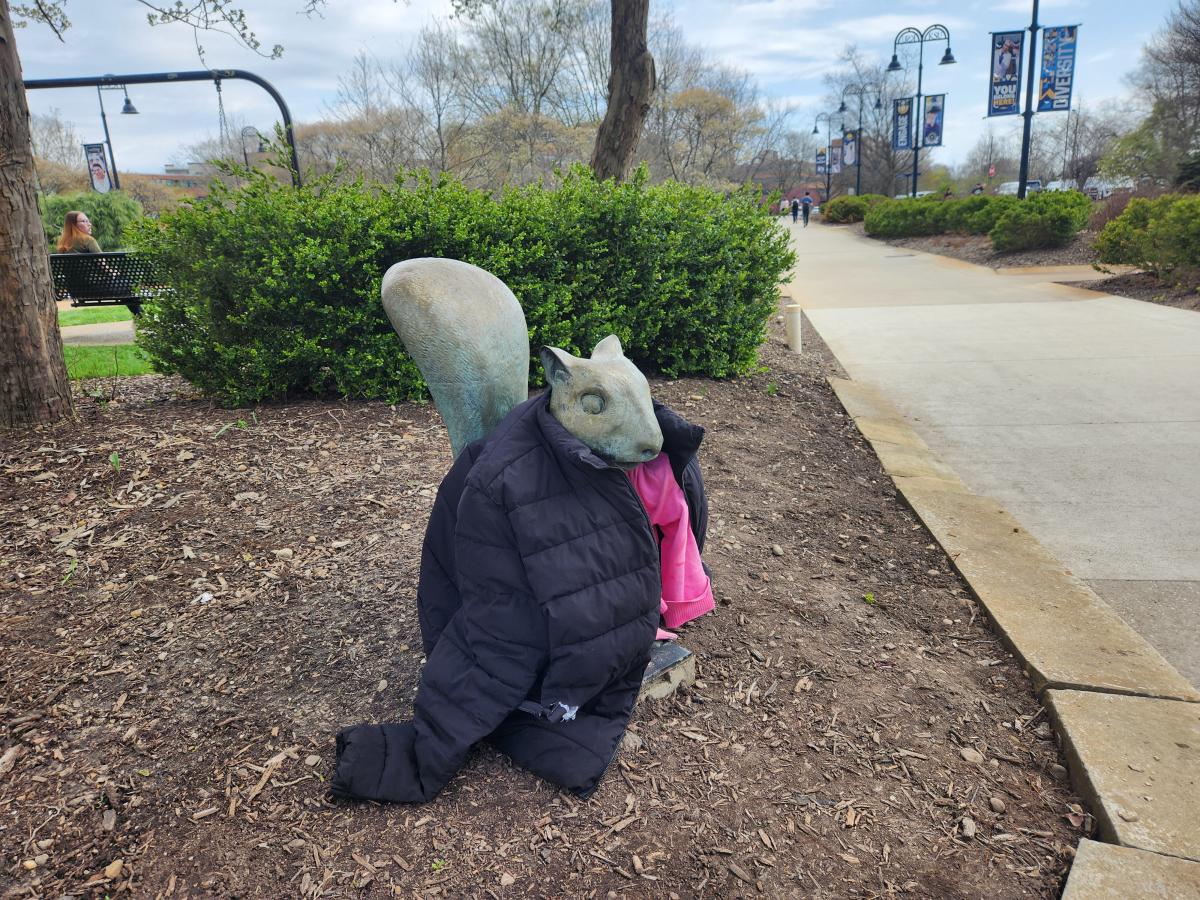 Squirrel statue. Squirrel statue.