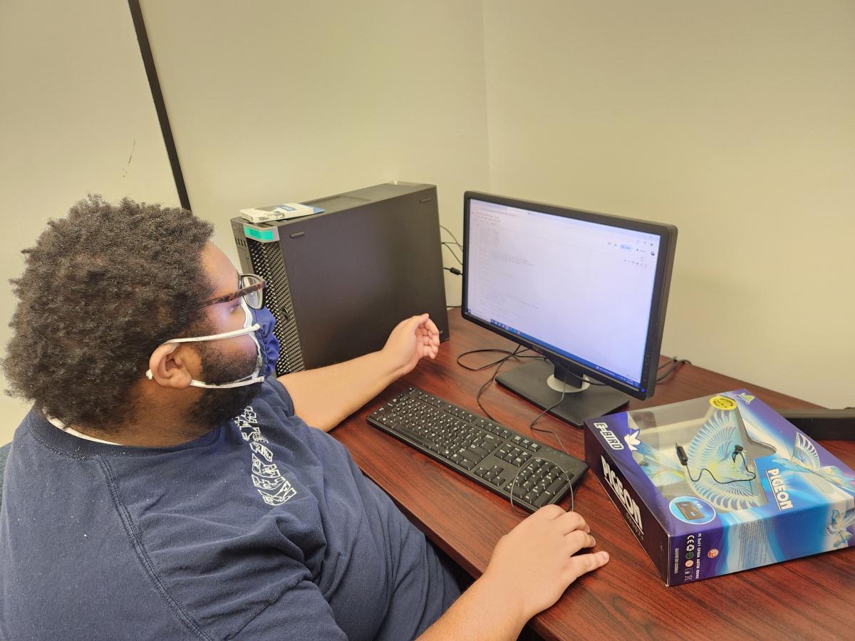 Delonte Goodman working on a drone project.