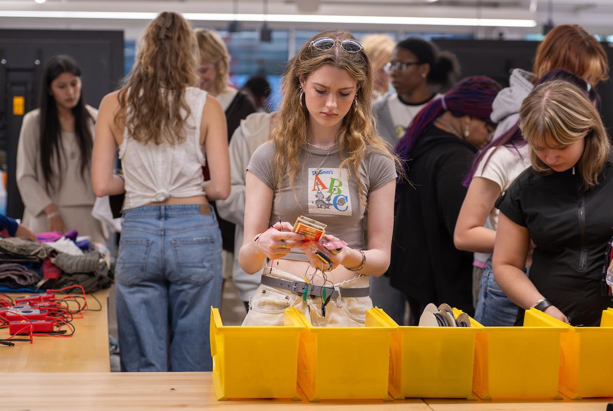 Students at the Soft Circuits and Smart Textiles workshop.