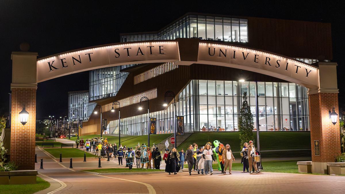 Marching Flashes on the Lefton Esplanade at night.