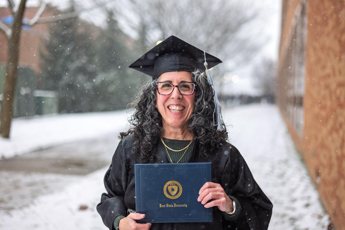 Linda Putaturo celebrates earning her bachelor's degree just days after her 60th birthday in December 2025.