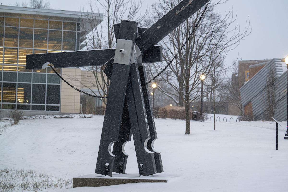 Early January snowfall, Spring Semester 2026.