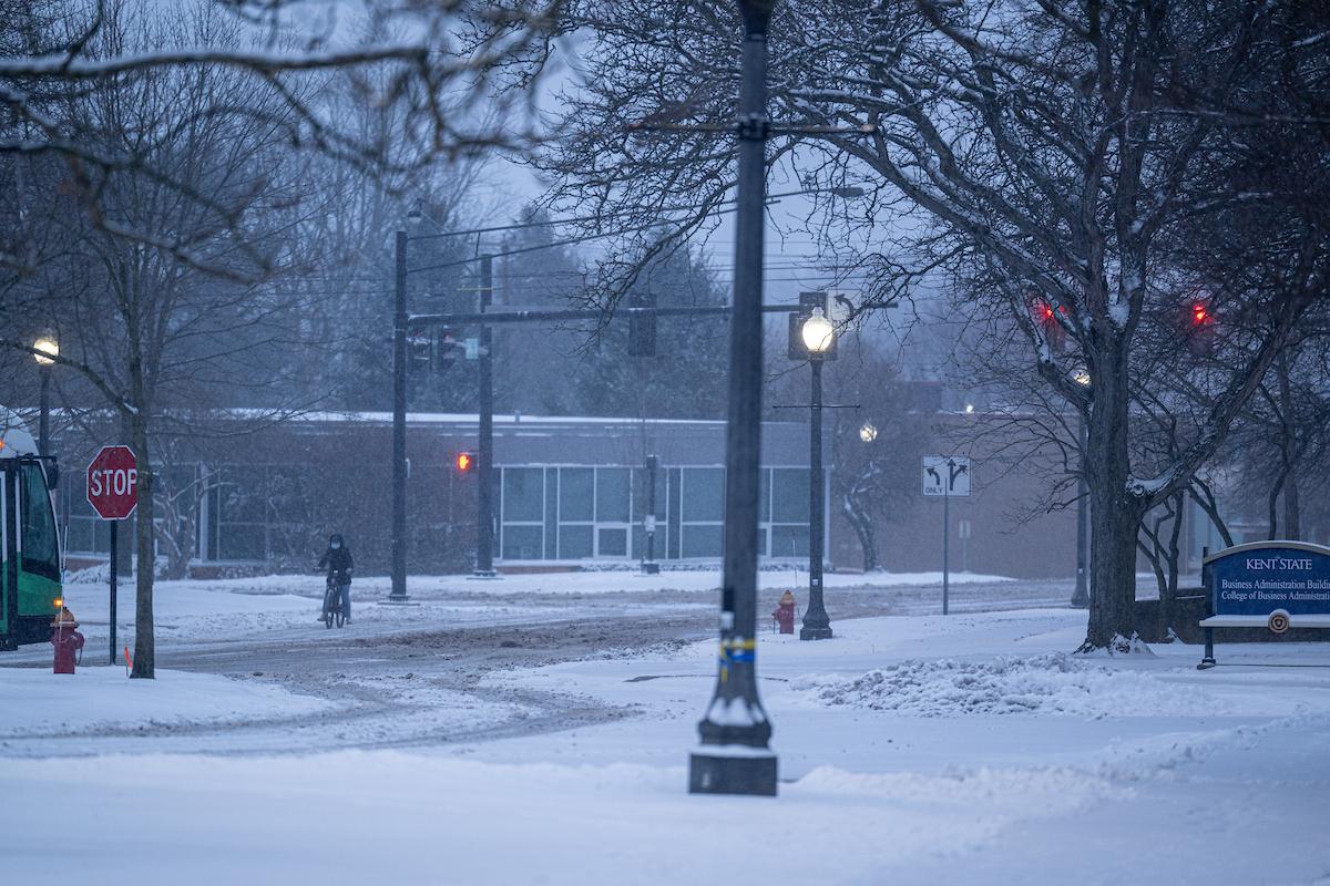 Early January snowfall, Spring Semester 2026.