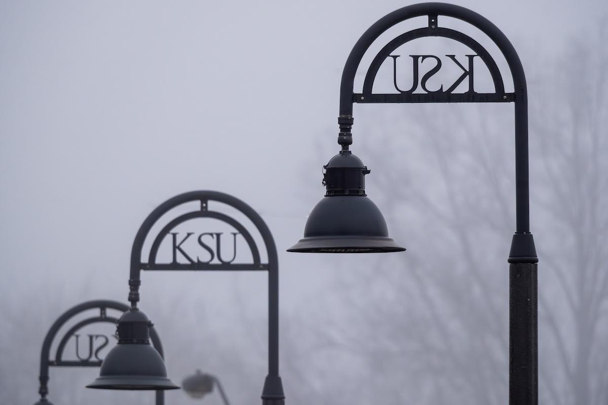 A foggy scene on the Kent Campus.