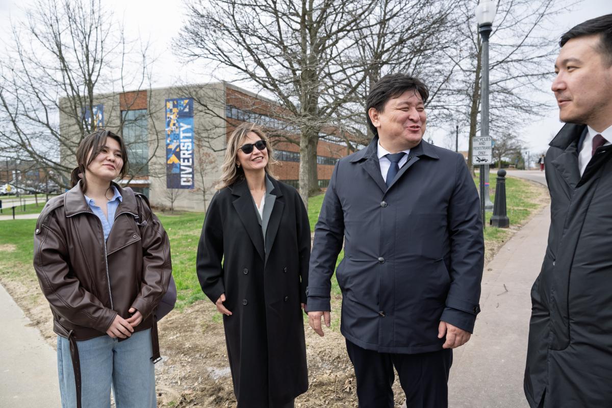 Officials from the Civil Aviation Academy in Almaty, Kazakhstan tour the 91���� campus and meet with students from Central Asia.