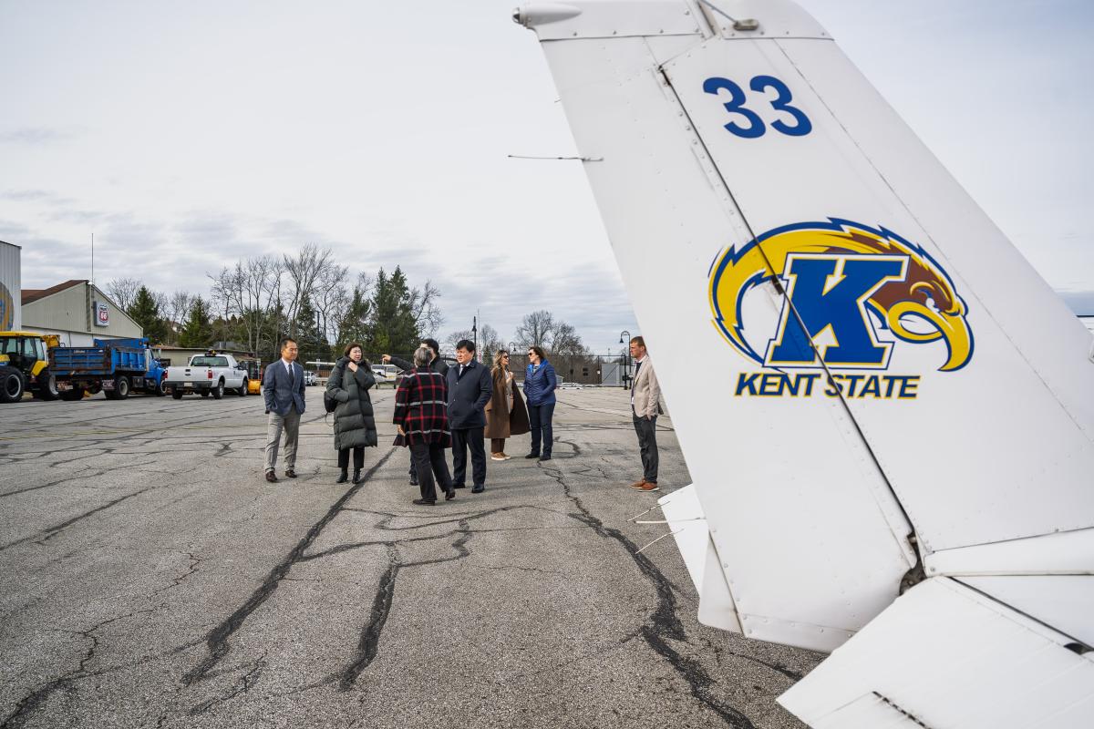 Officials from the Civil Aviation Academy in Almaty, Kazakhstan tour the 91���� Airport.