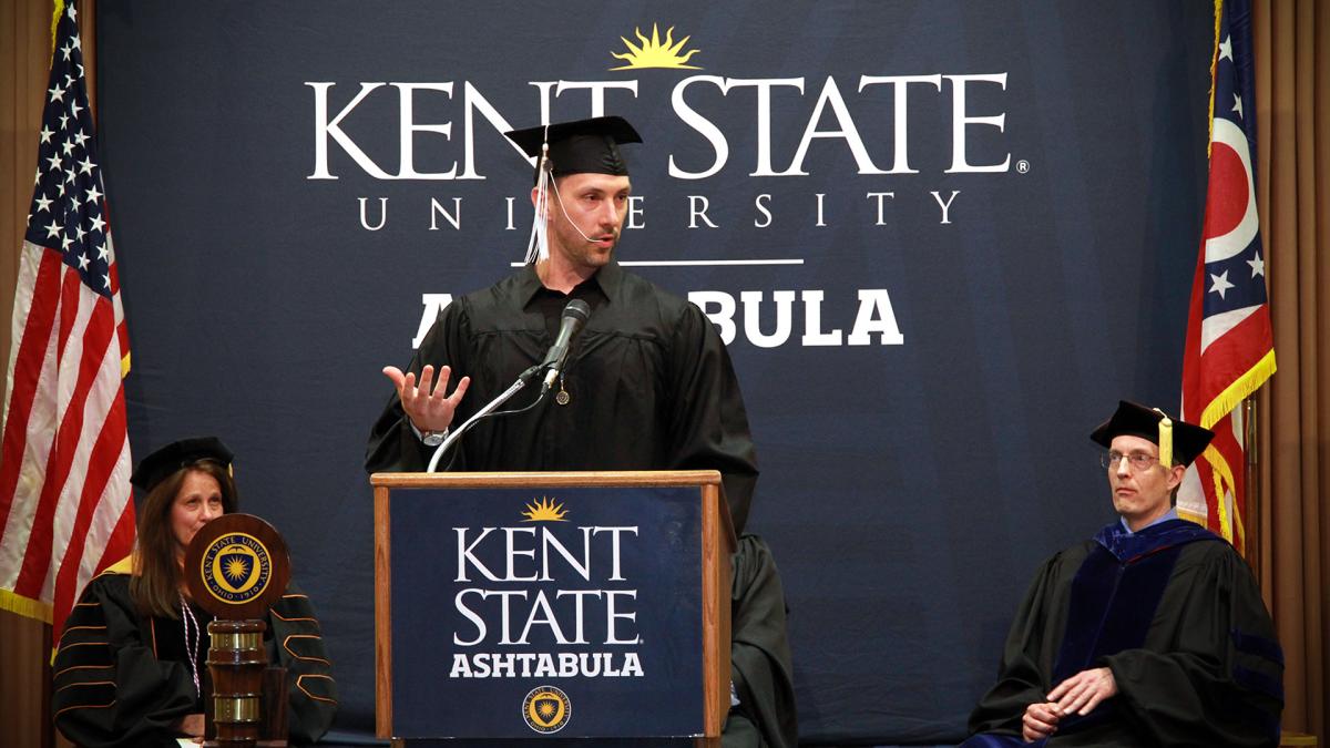 Michael Bugary speaking at the Spring 2023 Ashtabula Campus graduation ceremony