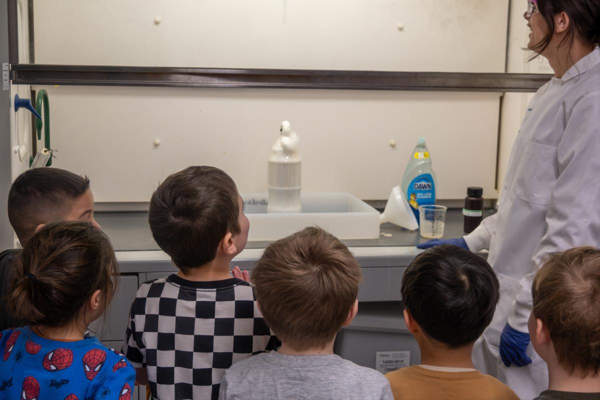 Child Development Center group visiting KSU Dept. of Chemistry and Biochemistry.