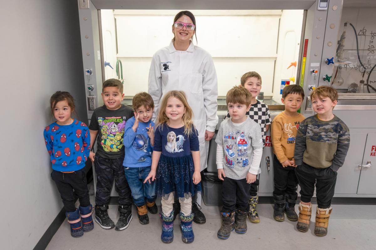 Child Development Center group visiting KSU Dept. of Chemistry and Biochemistry.