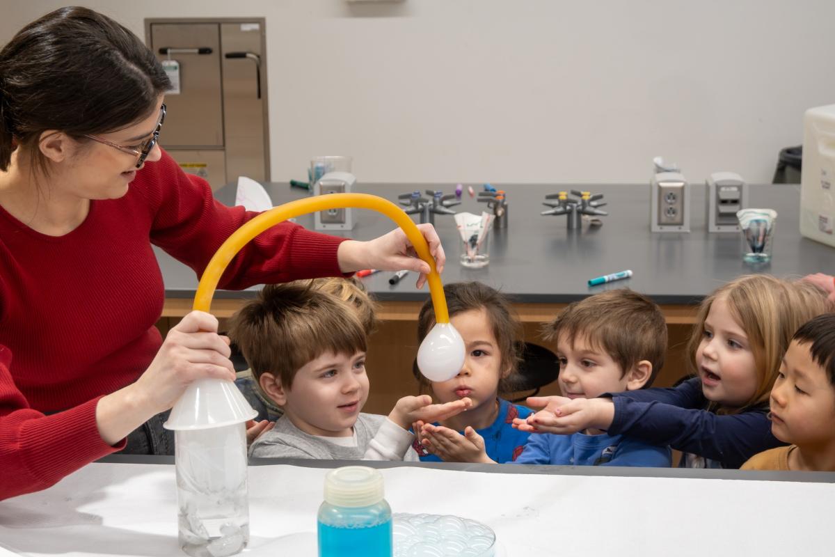 Child Development Center group visiting KSU Dept. of Chemistry and Biochemistry.