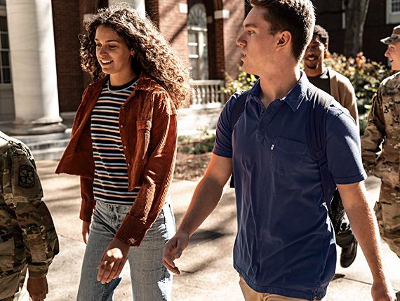 Students walking on campus