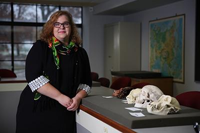 Ashley Rutkosi in the Anatomy Teaching Lab in Lowry Hall