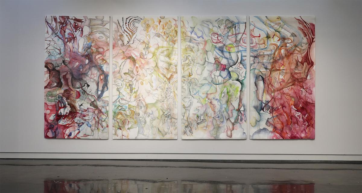 Student work displayed in exhibition