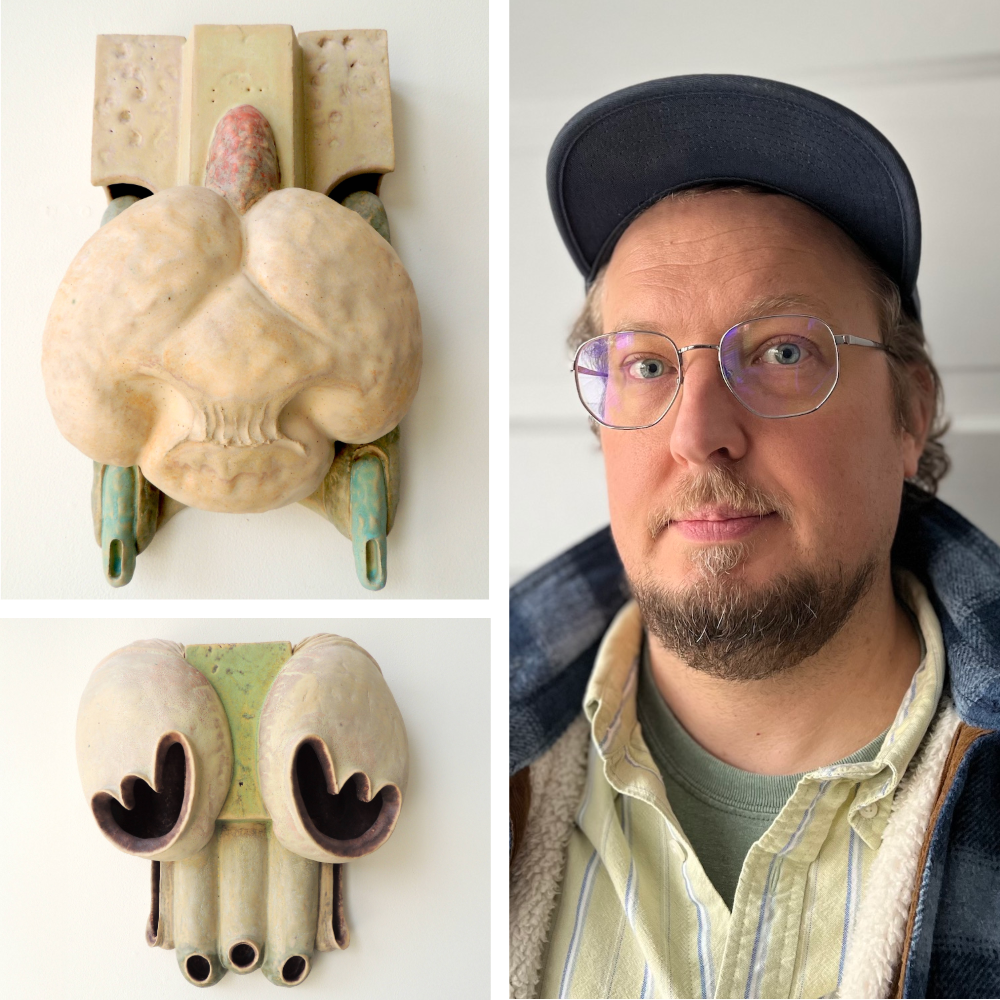 Jason Lee Starin and a collage of his work