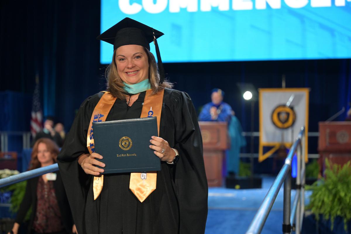 Lisa O'Connell at her commencement. Lisa O'Connell at her commencement.