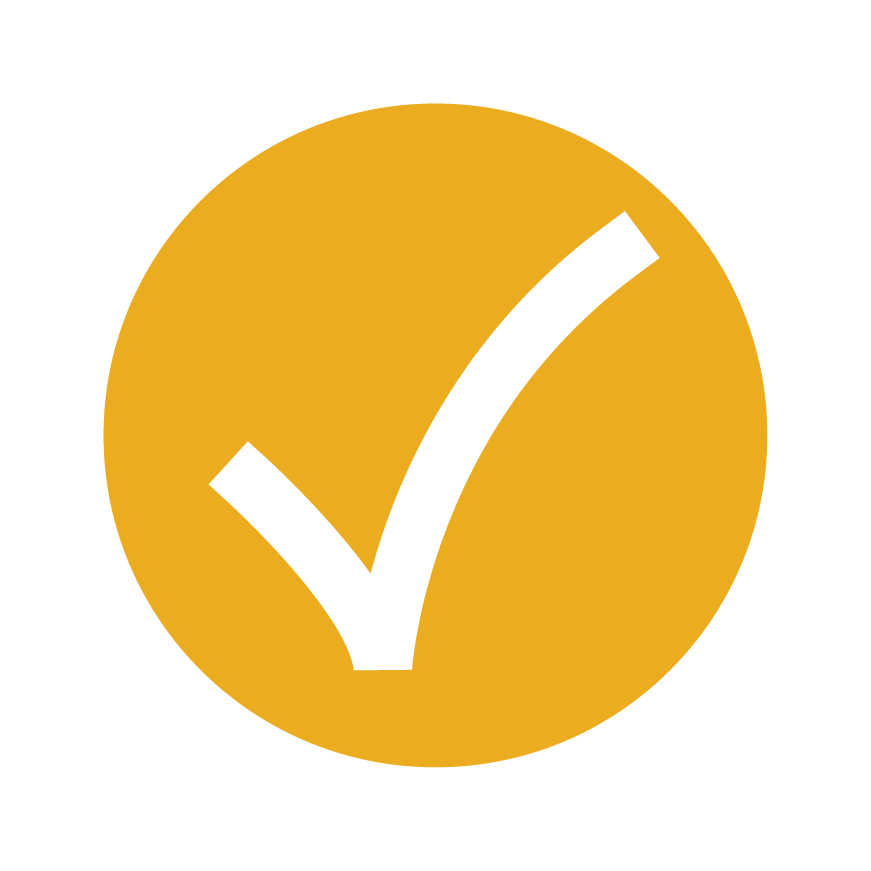 Yellow illustration/icon of a circle with a white checkmark in the center, indicating "Yes, this payment type is accepted"