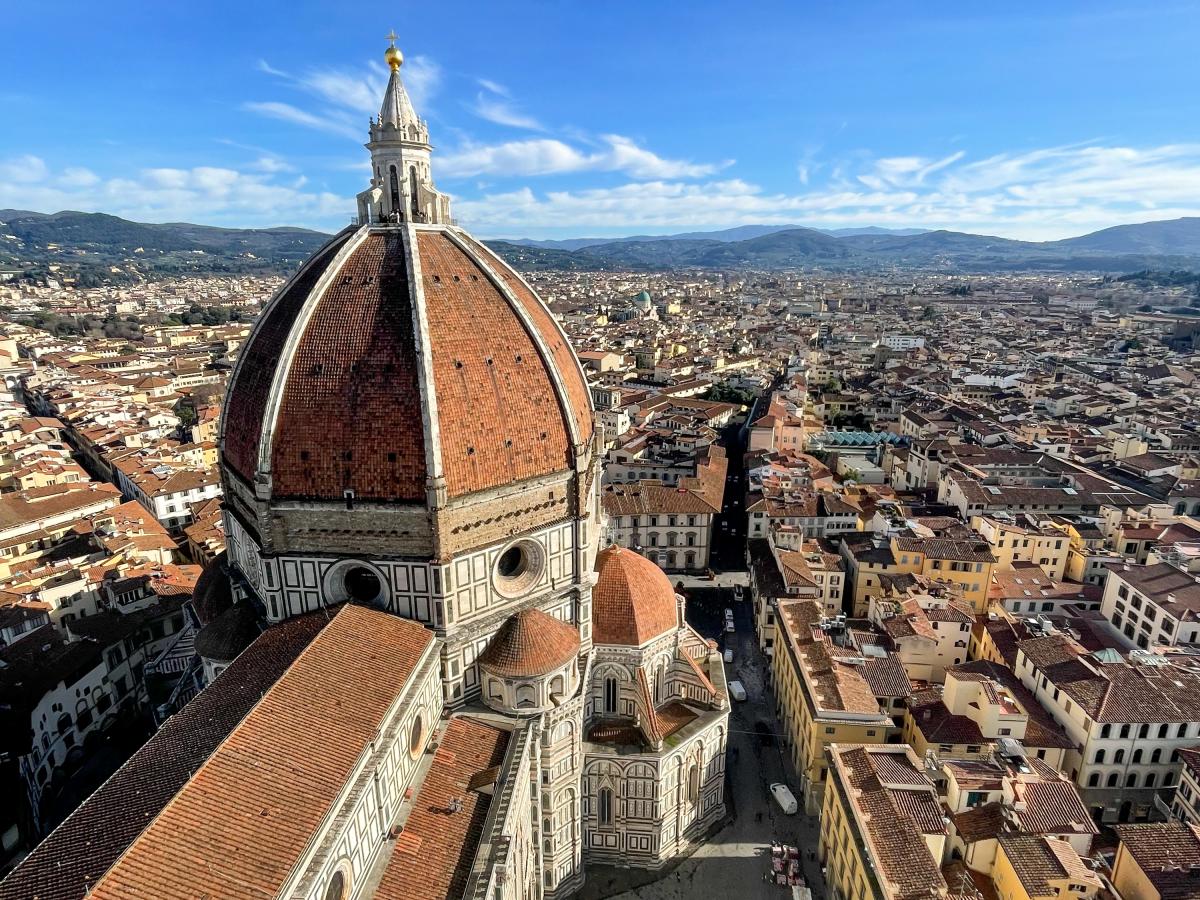Duomo in Florence Italy from the nearby bell tower.