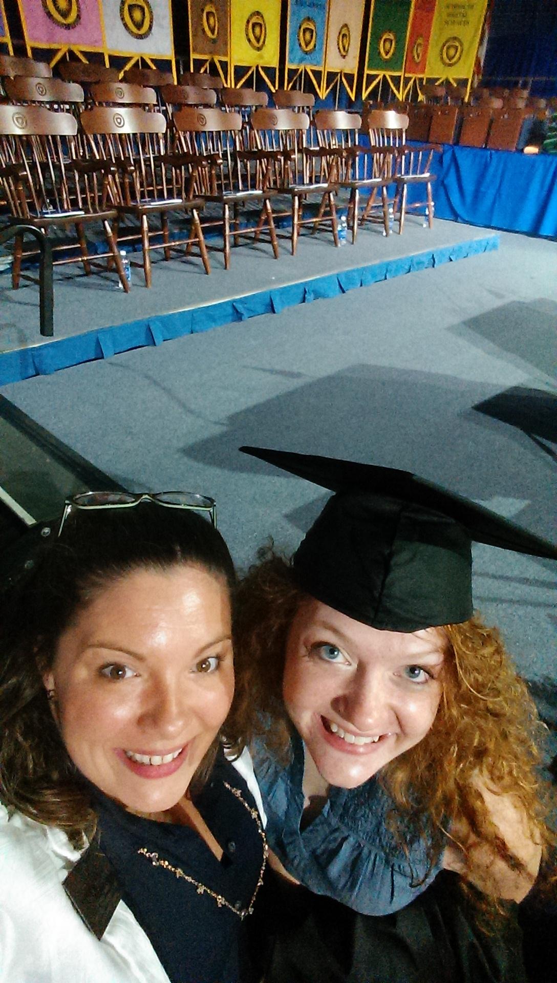 Lisa O'Connell with a student. Lisa O'Connell with a student.