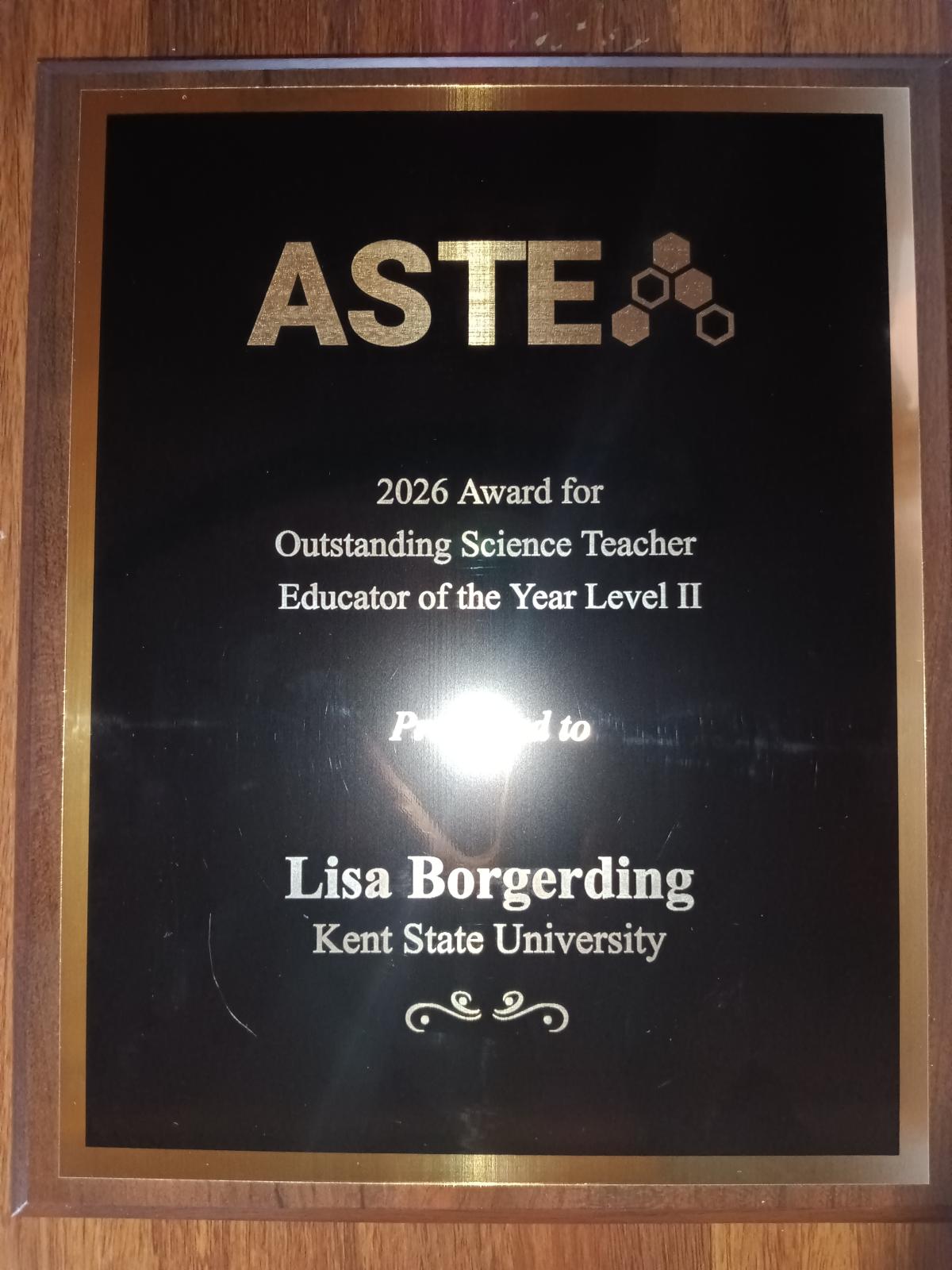 ASTE Award for Lisa Borgerding