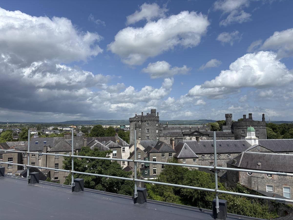 View of an Irish city from a rooftop.
