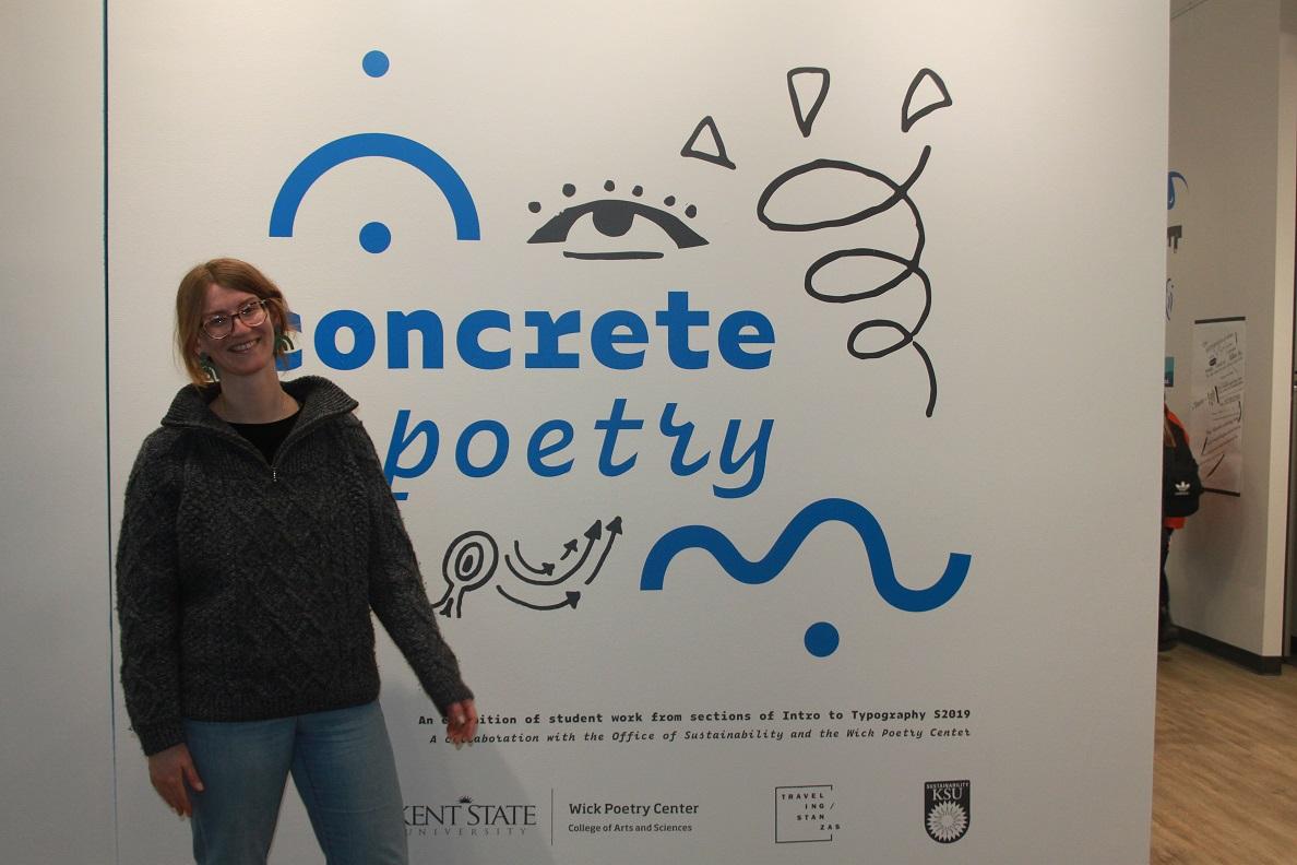 Aoife Mooney Assistant Professor introduces Concrete Poetry gallery opening