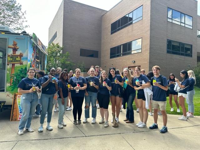 First year nursing students gathering during Welcome Week
