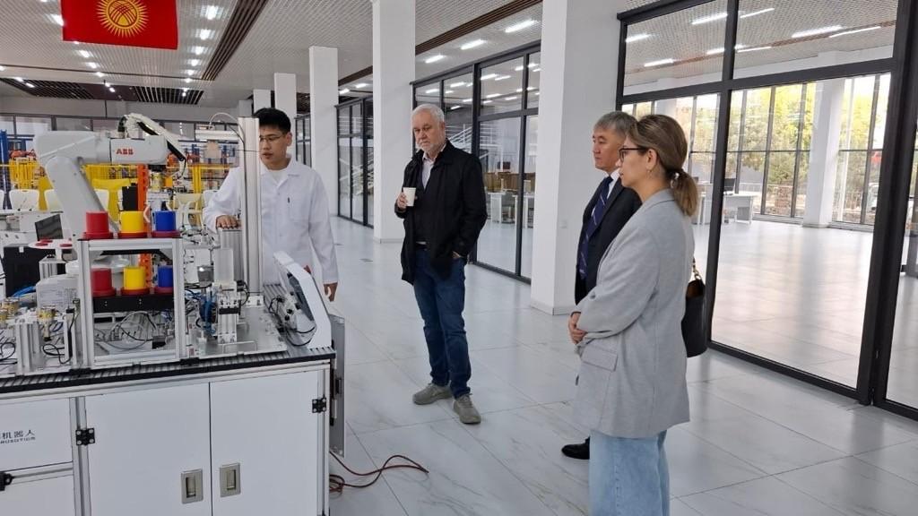 Officials from Kent State's Office of Global Education tour a new medical facility at Osh State University in Osh, Kyrgyzstan.