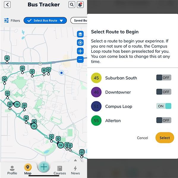 KSU Mobile bussing screenshots