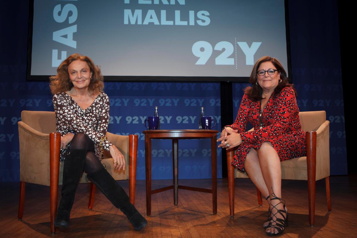 Fern Mallis is the 2026 inductee into the School of Fashion Hall of Fame. She is seen here interviewing designer Diane von Furstenberg.