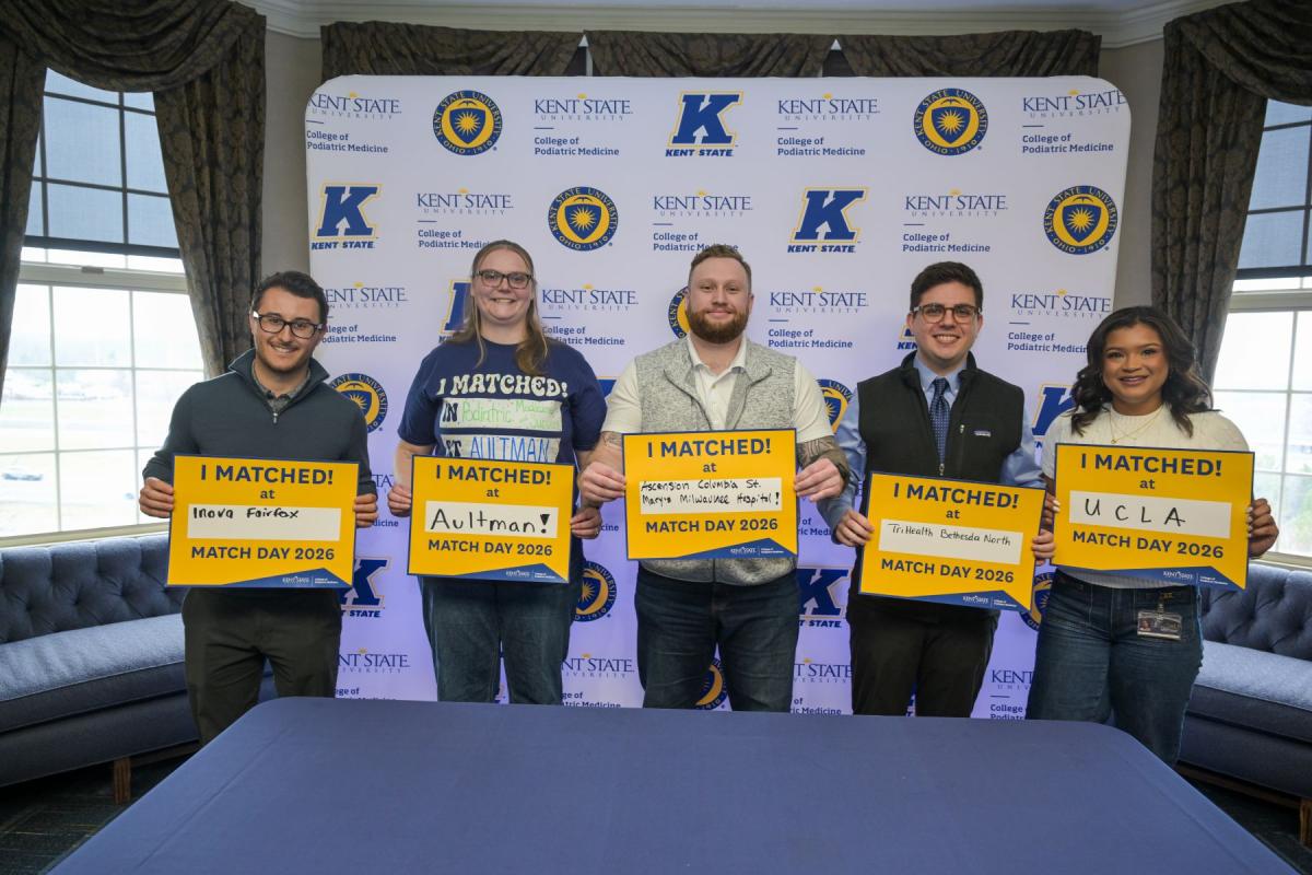 Students in the class of 2026 in Kent State's College of Podiatric Medicine were matched with their residency programs in March