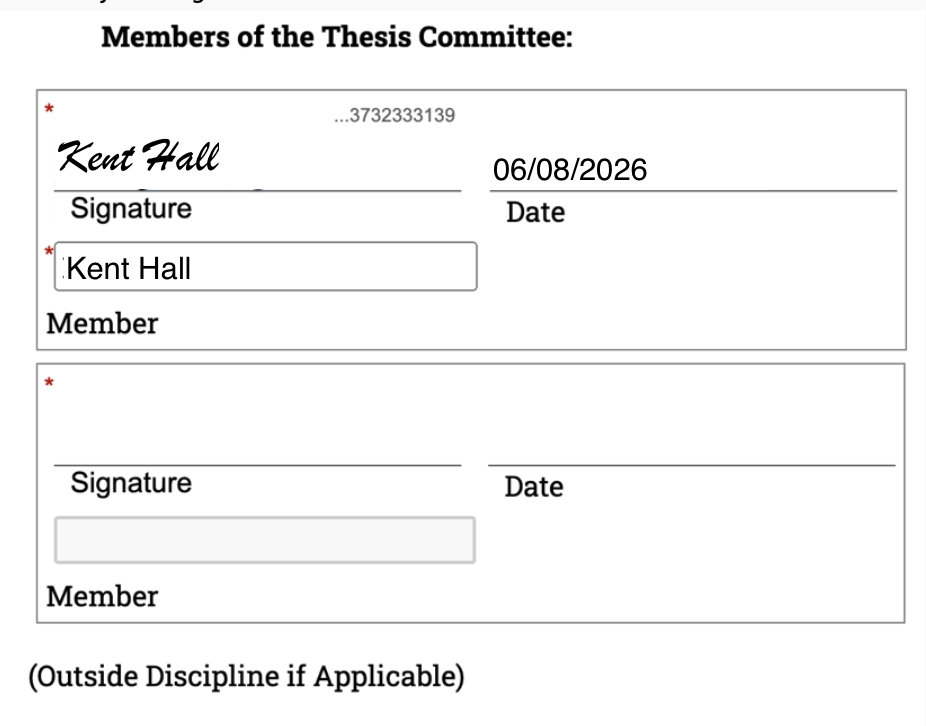 Graphic of a graduate faculty form field