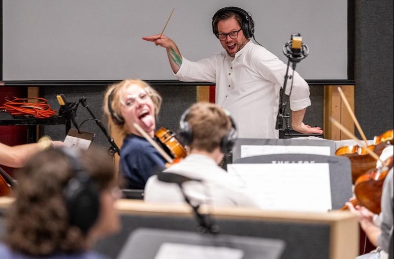 Members mug for the camera during ֱ State collaboration for film score