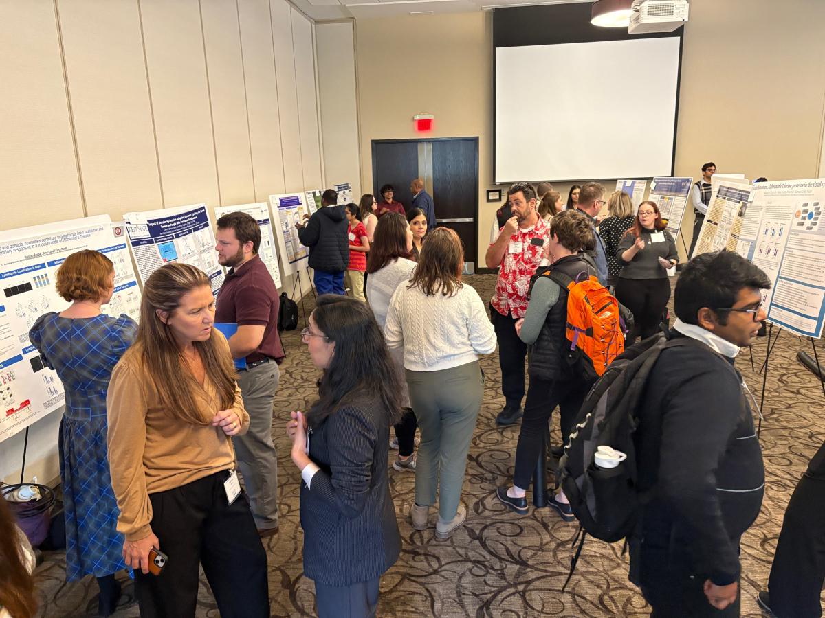 The student research poster session garnered many visitors. The student research poster session garnered many visitors.