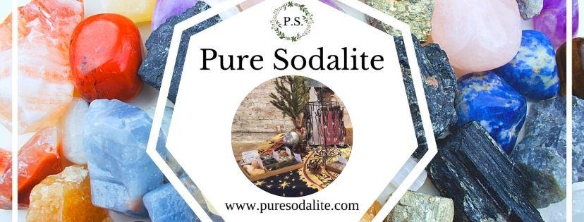 Pure Sodalite logo and crystals