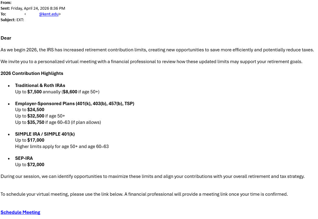 An Example of a Retirement Email Message