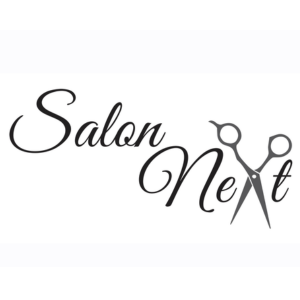 Salon Next logo - the "x" is made out of scissors.