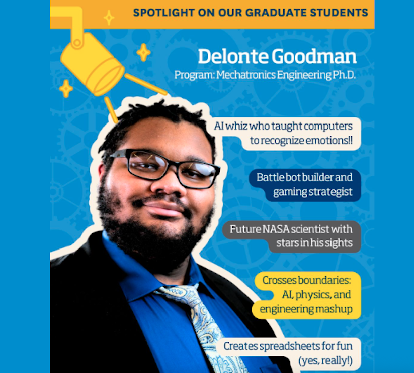 Graduate Spotlight Graphic for Delonte Goodman