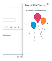 A screenshot of the accessility checker message indicating that there are no accessibility issues detected.