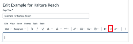 A screenshot of the Rich Content Editor in Canvas with the Kaltura Media option available as the 3rd option from the right.