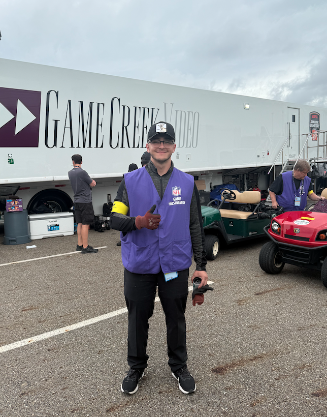 Monte at an NBC NFL event. 