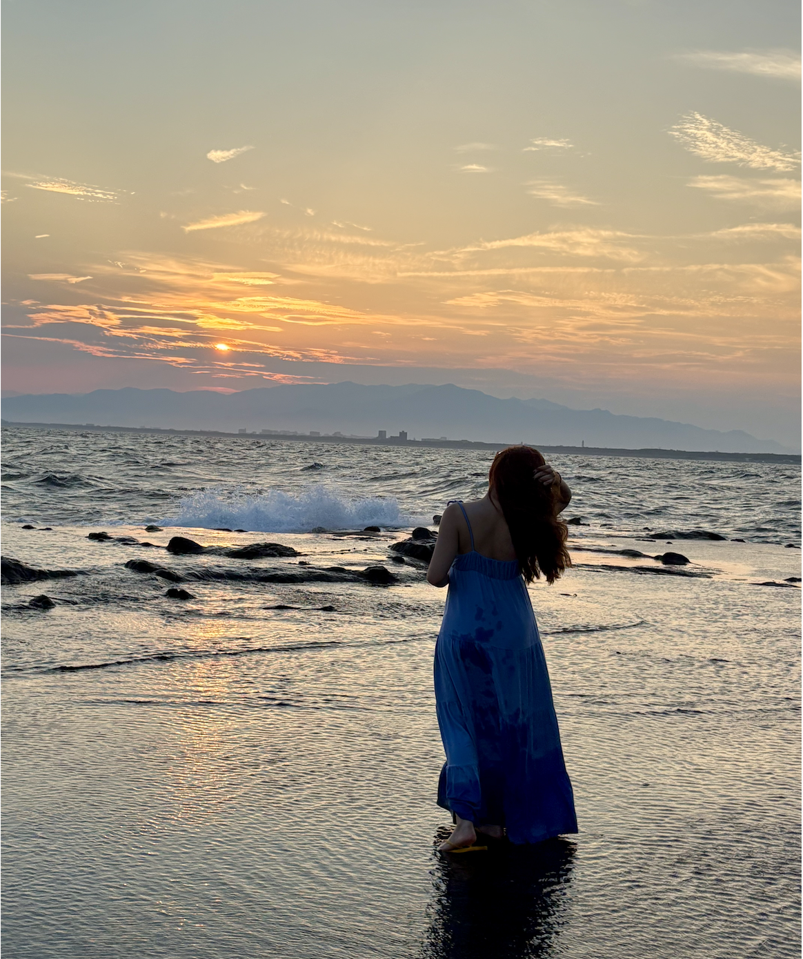 Ana Ligia at the beach in Japan.
